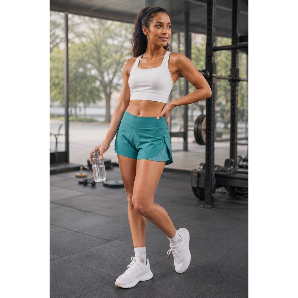 Lululemon Play Off The Pleats Short Size 8 Teal Blue Athletic Running Shorts